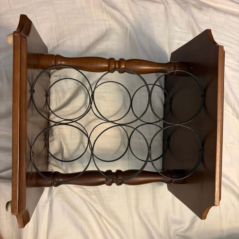 Rustic Wood & Metal 8-Bottle Wine Rack Storage